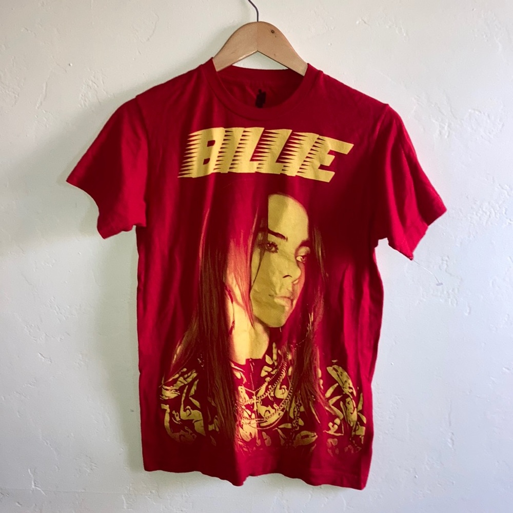 ⚡️ BILLIE EILISH | Official Portrait Red T-Shirt RACER Size Small 100% Cotton 🧨